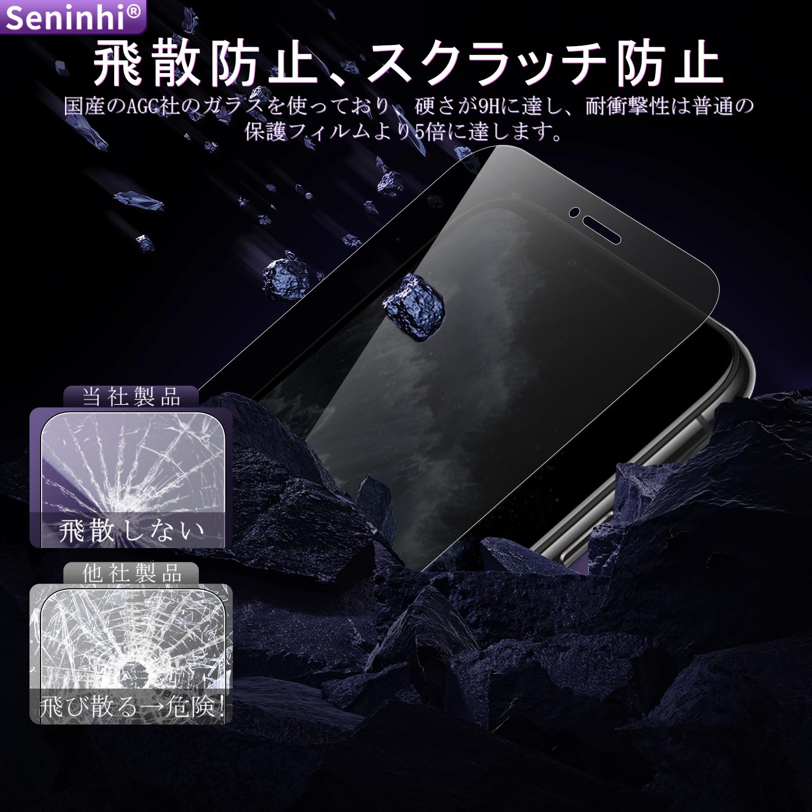 Amazon | 対応 iPhone 11 Pro ガラスフイルム 覗き見防止 ガイド